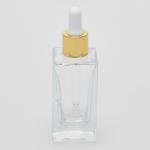 1.7 oz (50ml) Square Clear Glass Bottle with Heavy Base Bottom with Serum Droppers