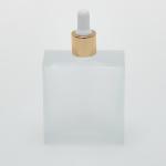 3.4 oz (100ml) Frosted Square Glass Bottle (Heavy Base Bottom) with Serum Droppers