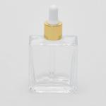 1.7 oz (50ml) Square Flint Clear Glass Bottle (Heavy Base Bottom) with Serum Droppers