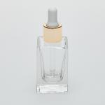 1 oz (30ml) Super Deluxe Square Clear Glass Bottle (Heavy Base Bottom) with Serum Droppers