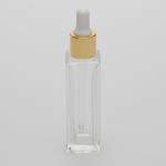1 oz (30ml) Deluxe-Sharp Square Clear Glass Bottle with Serum Droppers