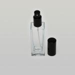 1.7 oz (50ml) Deluxe Tall Slim Square Clear Glass Bottle with Fine Mist Spray Pumps