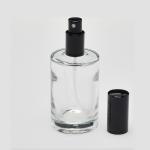 3.4 oz (100ml) Super Deluxe Round Clear Glass Bottle (Heavy Base Bottom) with Fine Mist Spray Pumps