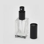 1 oz (30ml) Super Deluxe Square Clear Glass Bottle (Heavy Base Bottom) with Fine Mist Spray Pumps