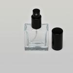 1 oz (30ml) Square Clear Glass Bottle (Heavy Base Bottom) with Fine Mist Spray Pumps