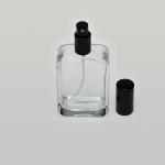 3.4 oz (100ml) Curved-Square Clear Glass Bottle (Heavy Base Bottom) with Fine Mist Spray Pumps