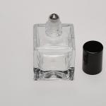 1 oz (30ml) Cube-Shaped Clear Glass Bottle (Heavy Base Bottom) with Stainless Steel Rollers and Color Caps