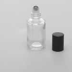 1 oz (30ml) Clear Cylinder Glass Bottle with Stainless Steel Rollers and Color Caps