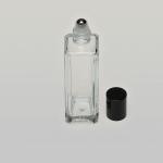 2 oz (60ml)  Tall Square Clear Glass Bottle with Stainless Steel Rollers and Color Caps