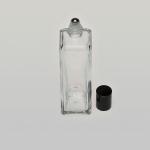 4 oz (120ml)  Tall Square Clear Glass Bottle with Stainless Steel Rollers and Color Caps