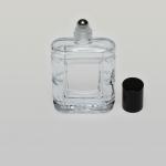 2 oz (60ml) Door-Square Clear Glass Bottle with Stainless Steel Rollers and Color Caps