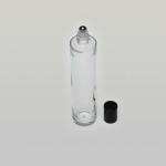 3.4 oz (100ml) Slim-Tall Cylinder Clear Glass Bottle (Heavy Base Bottom) with Stainless Steel Rollers and Color Caps