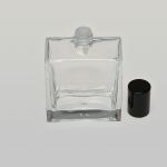 3.4 oz (100ml) Splash-on  Square Flint Glass Bottle (Heavy Base Bottom) with Orifice/Color Caps