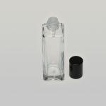 2 oz (60ml) Splash-on Tall Square Clear Glass Bottle with Orifice/Color Caps