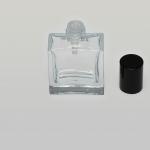 1 oz (30ml) Splash-on  Square Flint Clear Glass Bottle (Heavy Base Bottom) with Orifice/Color Caps