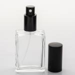 1 oz (30ml) Square Flat Clear Glass Bottle with Fine Mist Spray Pumps