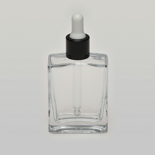 2 oz (60ml) Flat Square Clear Glass Bottles