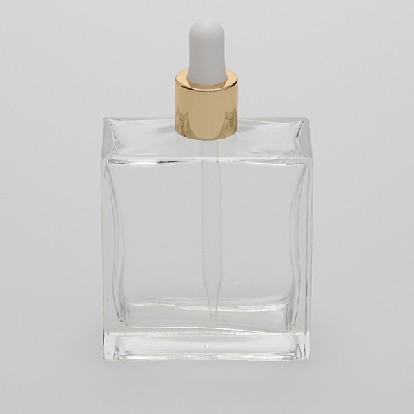 3.4 oz (100ml) Square Clear Glass Bottle