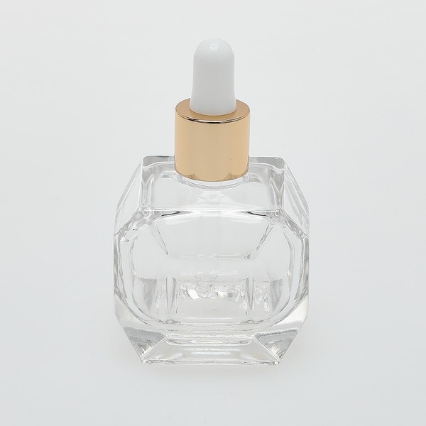 2 oz (60ml) Square Clear Glass Bottle with Serum Droppers