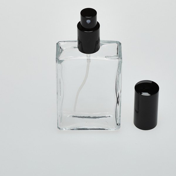 3.4 oz (100ml) Square Clear Glass Bottle