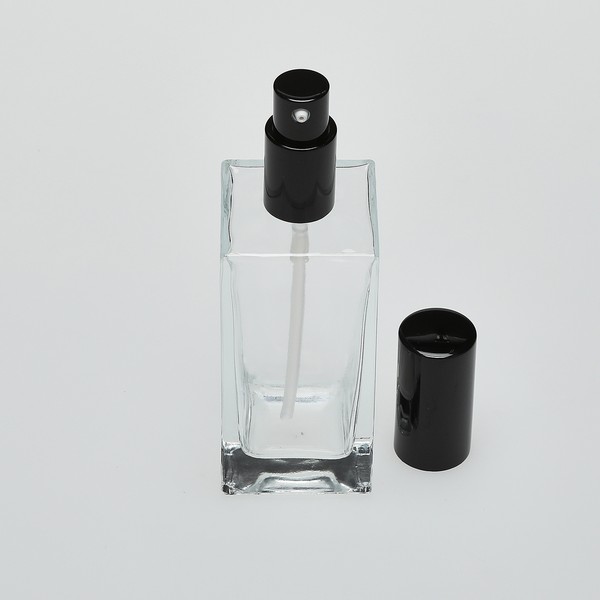 3.4 oz (100ml) Square Clear Glass Bottle