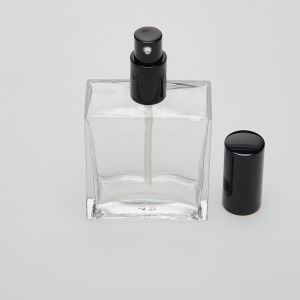 3.4 oz (100ml) Deluxe Flint Square Clear Glass Bottle - Case of 63