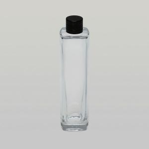 3.4 oz (100ml) Elegant Tall Square Clear Glass Bottle (Heavy Base Bottom) with Screw-on Caps