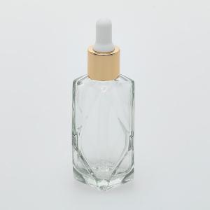 2 oz (60ml) Diamond Cut Clear Glass Bottle with Serum Droppers