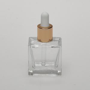 1/2 oz (15ml) Square Flint Glass Bottle (Heavy Base Bottom) with Serum Droppers