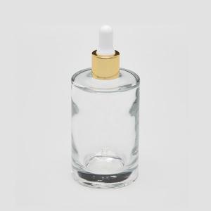 3.4 oz (100ml) Super Deluxe Round Clear Glass Bottle (Heavy Base Bottom) with Serum Droppers