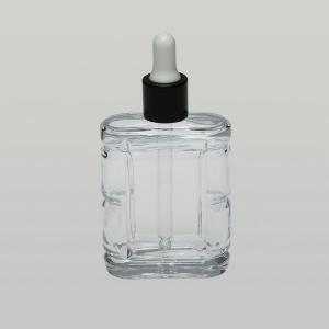 2 oz (60ml) Door-Square Clear Glass Bottle with Serum Droppers