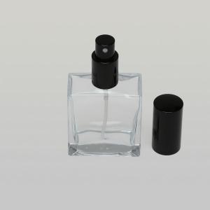1.7 oz (50ml) Square Flint Glass Bottle (Heavy Base Bottom) with Fine Mist Spray Pumps