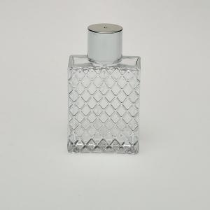 3 oz (90ml) Checker-Style Deluxe Glass Bottle with Silver Pump/Overcap