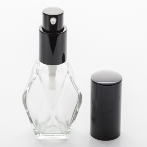 1 oz (30ml) Diamond Cut Clear Glass Bottle with Treatment Pumps