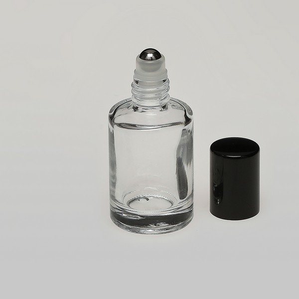 1/3 oz. Amber Glass Bottles with Metal Roll-ons and Black Caps