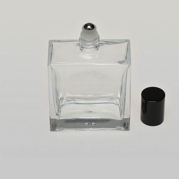 3.4 oz (100ml) Square Clear Glass Bottle