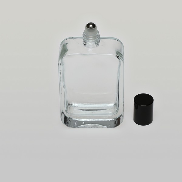 3.4 oz (100ml) Square Clear Glass Bottle