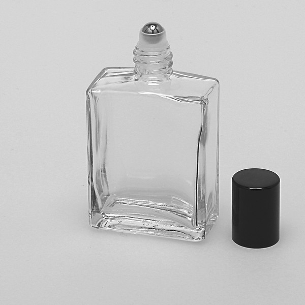 2 oz (60ml) Flat Square Clear Glass Bottles