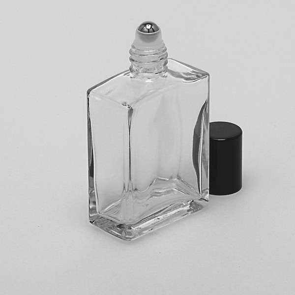 2 oz (60ml) Flat Square Clear Glass Bottles