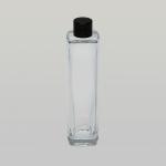 3.4 oz (100ml) Elegant Tall Square Clear Glass Bottle (Heavy Base Bottom) with Screw-on Caps