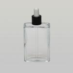 3.4 oz (100ml) Square Clear Glass Bottle with Serum Droppers