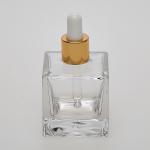2 oz (60ml) Cube-ShapedClear Glass Bottle (Heavy Base Bottom) with Serum Droppers