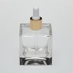 3.4 oz (100ml) Super Deluxe Cube-Shaped Clear Glass Bottle (Heavy Base Bottle) with Serum Droppers