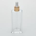 1.8 oz (55ml) Tall Elegant Square Clear Glass Bottle (Heavy Base Bottom) with Serum Droppers