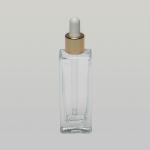 1.7 oz (50ml) Deluxe Tall Square Slim Clear Glass Bottle with Serum Droppers
