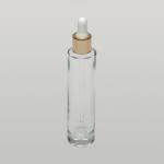 1.7 oz (50ml) Slim Clear Glass Cylinder Bottle (Heavy Base Bottom) with Serum Droppers