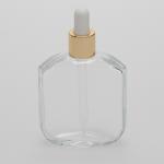 2 oz (60ml) Line-Striped Clear Glass Bottle with Serum Droppers