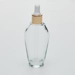 1.7 oz (50ml) Tear-Drop Deluxe Clear Glass Bottle (Heavy Base Bottom) with Serum Droppers