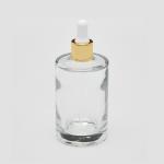 3.4 oz (100ml) Super Deluxe Round Clear Glass Bottle (Heavy Base Bottom) with Serum Droppers