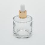 1.7 oz (50ml) Super Deluxe Round Clear Glass Bottle (Heavy Base Bottom) with Serum Droppers